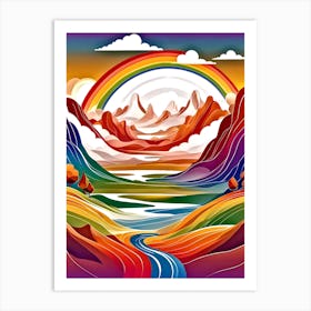 Rainbow In The Mountains Art Print