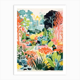 Giverny Gardens Abstract Riso Style 2 Art Print