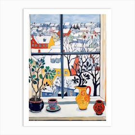 The Windowsill Of Reykjavik   Iceland Snow Inspired By Matisse 4 Art Print
