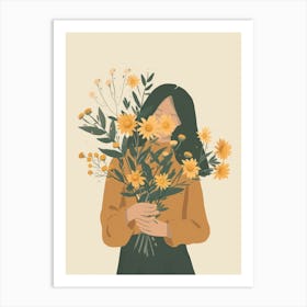 Spring Girl With Yellow Flowers 3 Art Print