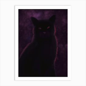 Mystical meow - Black Cat Art Print