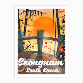 Seognam South Korea Travel poster Art Print