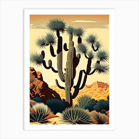 Joshua Tree Pattern Vintage Botanical Line Drawing  (7) Art Print