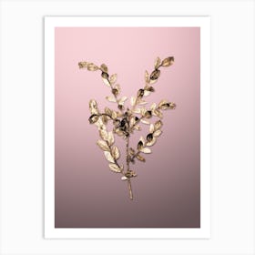 Gold Botanical Creeping Willow on Rose Quartz Art Print