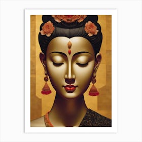 Buddhist women meditating Art Print