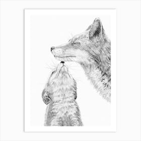 Mom Fox With Baby Art Print