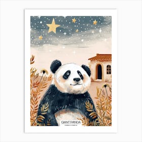 Giant Panda Looking At A Starry Sky Poster 2 Art Print