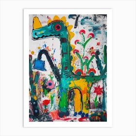 Abstract Dinosaur In The Garden 2 Art Print