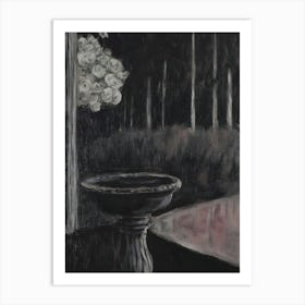 Dark Gothic Birdbath Art Print