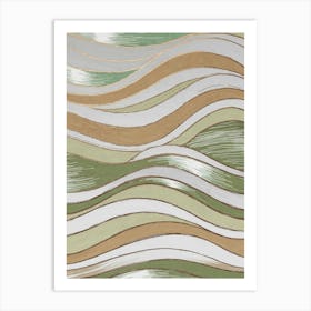 Green Wavy Pattern Art Print