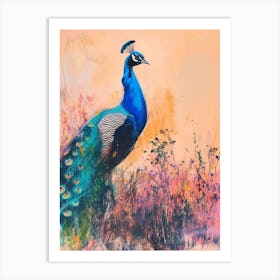 Sketch Of A Peacock Walking 1 Art Print