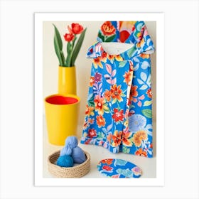 Blue Flower Bag Art Print