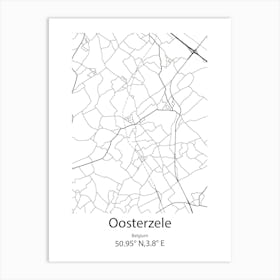 Oosterzele,Belgium Minimalist Map Art Print