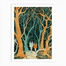 Two Girls In The Woods 1 Art Print