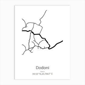 Dodoni,Greece Minimalist Map Art Print