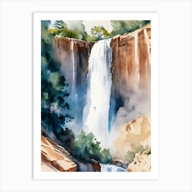 Calf Creek Falls, United States Water Colour  (1) Art Print