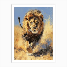 Barbary Lion Hunting Acrylic Painting 2 Art Print