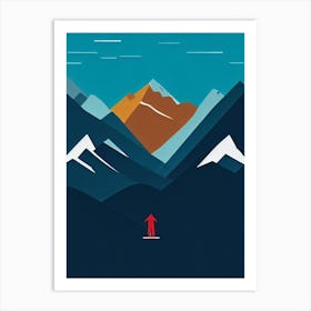 Sölden, Austria Modern Illustration Skiing Poster Art Print