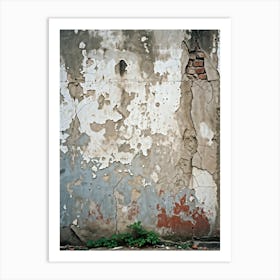 Distressed Texture Of An Old Concrete Wall Former Home To Vibrant Graffiti Now Faded And Chipped Aw (3) Art Print