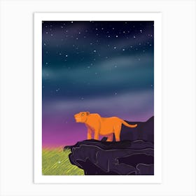 Lion At Night Art Print
