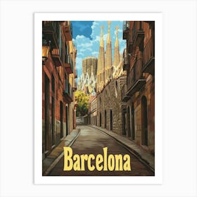 Aihrgdesign A Retro Travel Poster For Barcelona 2 Art Print