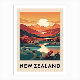 Vintage Travel Poster New Zealand 3 Art Print