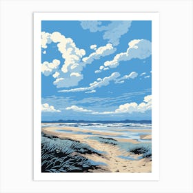 A Screen Print Of Holkham Bay Beach Norfolk 4 Art Print