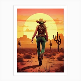 Cowgirl In The Desert Art Print