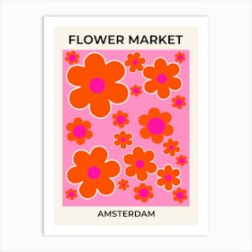 Flower Market Amsterdam Pink And Orange Art Print