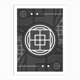 Abstract Geometric Glyph Array in White and Gray n.0041 Art Print