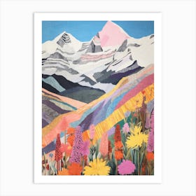 Mount Logan Canada 4 Colourful Mountain Illustration Art Print