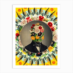 Flowers On His Head Art Print