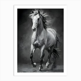 White Horse Galloping Art Print