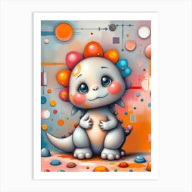 Dazzle the Dino: A Cute Dinosaur Artwork For Children Art Print