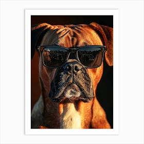 Boxer Close Up Bold And Edgy In Black Sunglasses Generated with AI 1 Art Print