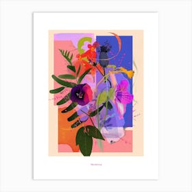 Veronica 3 Neon Flower Collage Poster Art Print