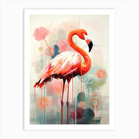 Bird Painting Collage Greater Flamingo 1 Art Print