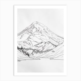 Mount Rainier Usa Line Drawing 8 Art Print