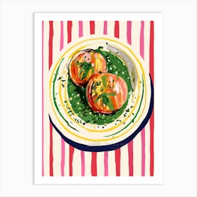 A Plate Of Oranges, Top View Food Illustration 3 Art Print