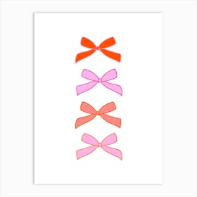 Pink And Orange Bows Art Print