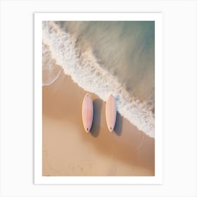 surfboards laying on the beach Art Print