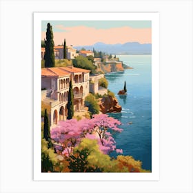 Antalya Turkey 8 Vintage Pink Travel Illustration Art Print