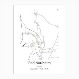 Bad Nauheim,Germany Minimalist Map Art Print