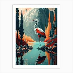 Heron By The Lake Art Print