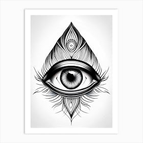 Clarity, Symbol, Third Eye Simple Black & White Illustration 2 Art Print