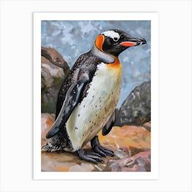African Penguin Santiago Island Oil Painting 4 Art Print