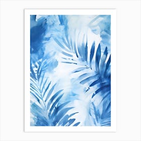 Blue Palm Leaves Art Print