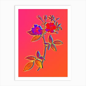 Neon Hudson Rosehip Botanical in Hot Pink and Electric Blue Art Print