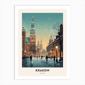 Winter Night  Travel Poster Krakow Poland 2 Art Print