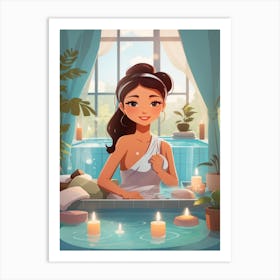 Cute A Woman Having Spa At Home Art Print